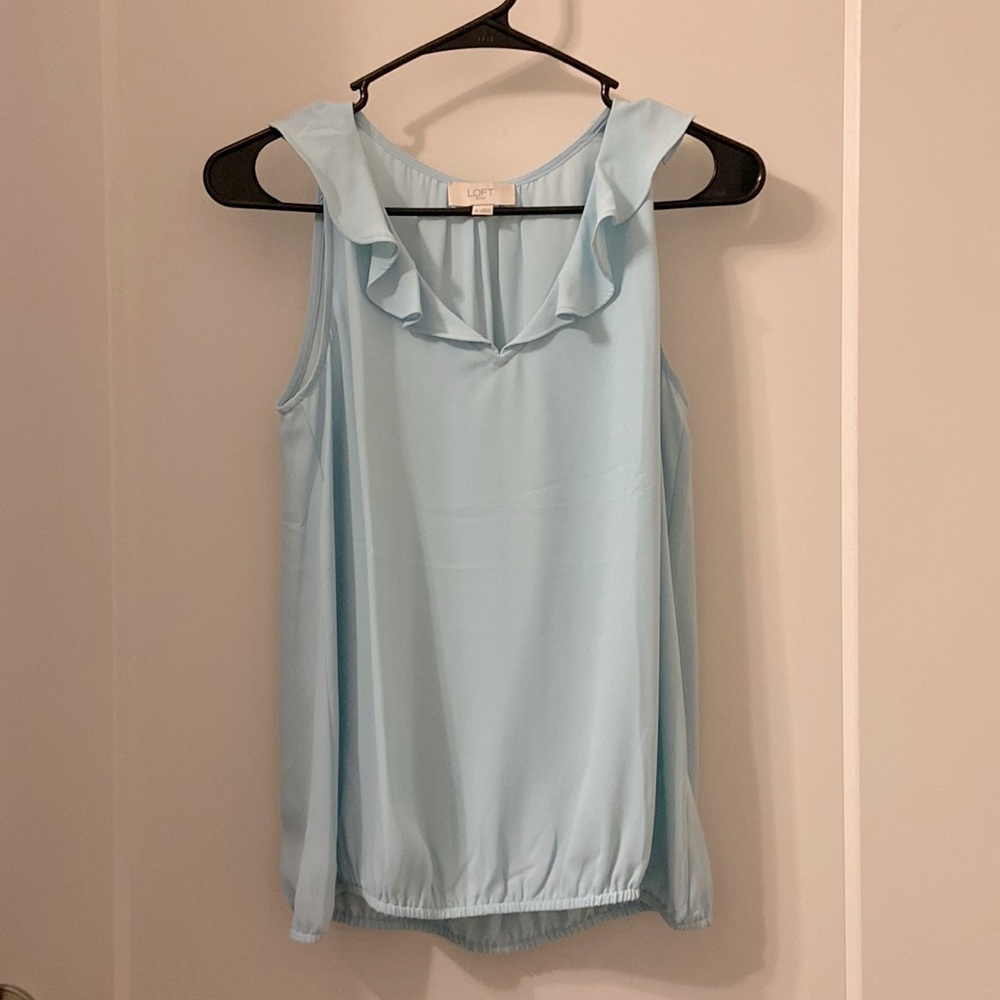 NEVER WORN Loft ruffle neck blouse XS